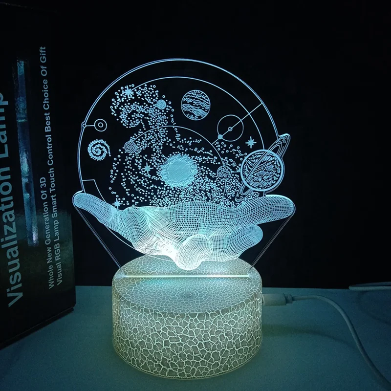 Room Decoration 3D Optical Illusion Lamp Universe Space Galaxy LED Night Light with Remote for Space Lover Boys and Girls Gift