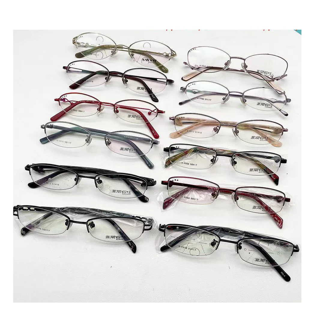 Stock Clearance Cheap Price Half-Rim Fashion Eyewear Spectacle Frames Metal Eyeglasses Optical Frames for Women