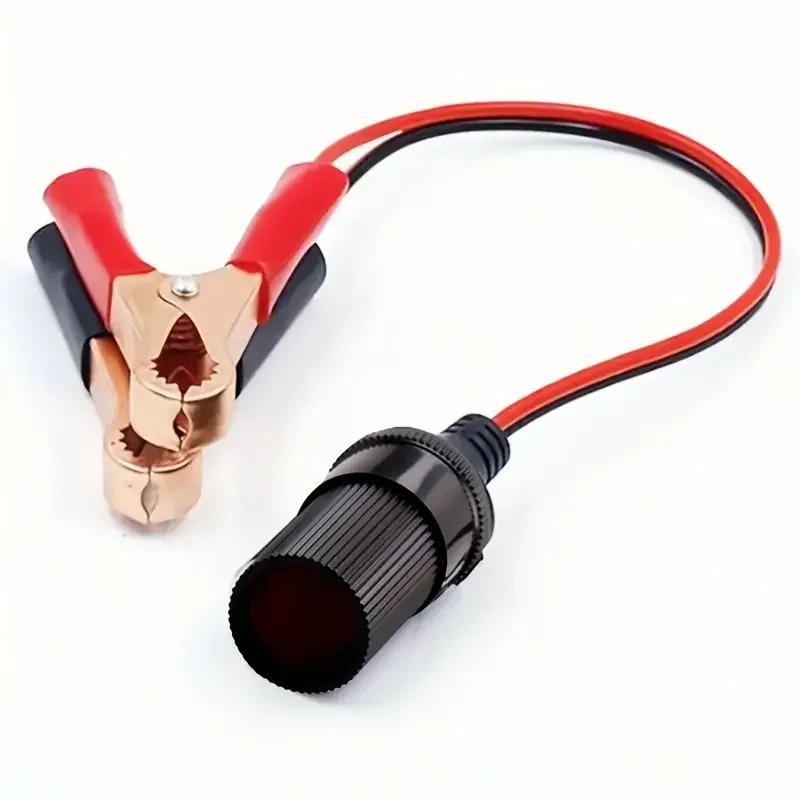 Car Portable 12V 24V Cigarette Lighter Socket Connector to Alligator Clip Battery Clamp