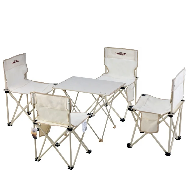 HISPEED All Aluminum Picnic Table Folding Camping Table and Chair Set Portable Kamp Masas