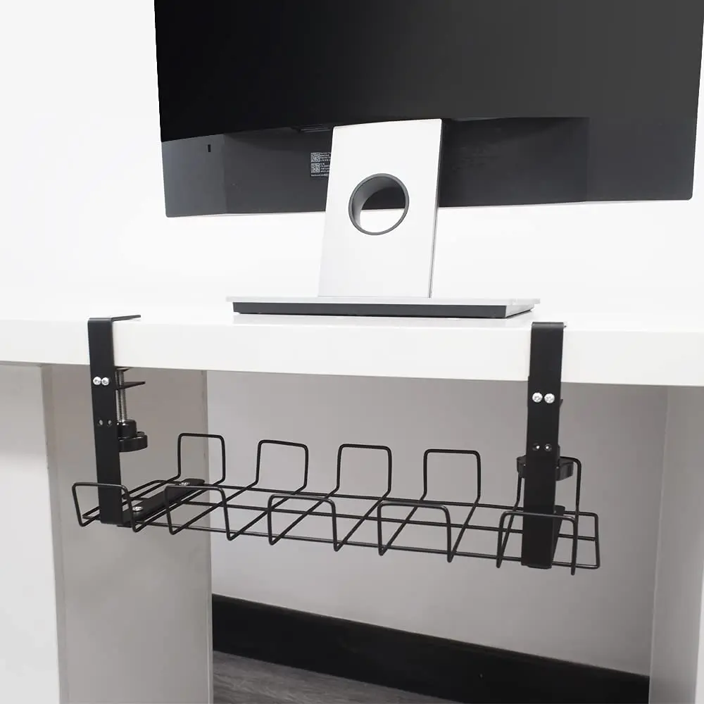 No Drill Under Desk Cable Management Tray - Under Standing Desk Cable Organizer Desk Cable Tray for Office and Home