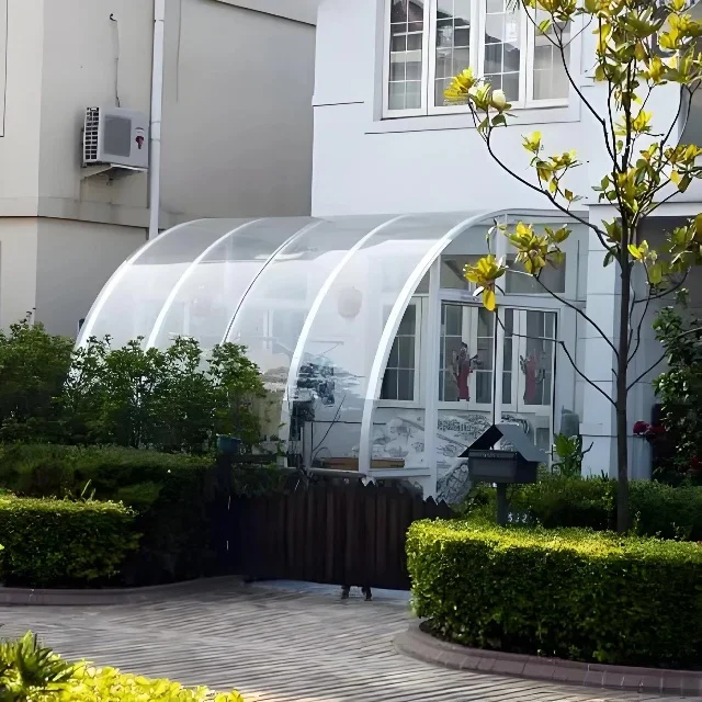 Multifunctional Double-Layer Glass Arc Aluminum Frame Sunroom Tempered Glass Roof for Courtyard Application