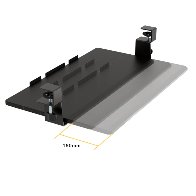 AUKI Black Key Board Clamp Tray Ergonomic Keyboard Tray Under Desk Adjustable Clamp Keyboard Tray
