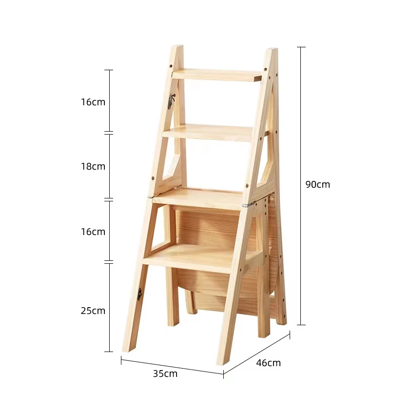 Multi-functional Library Bamboo kitchen ladder chair