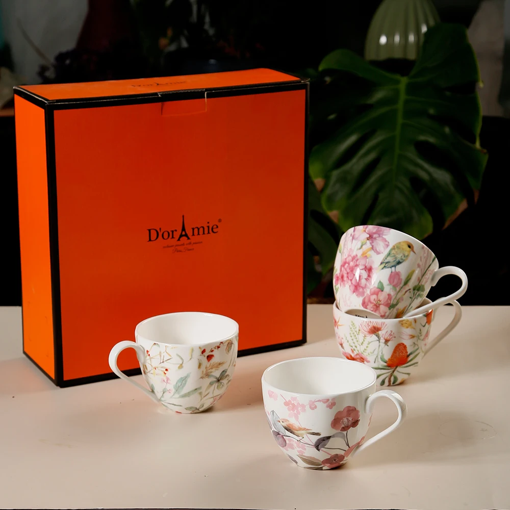 MG59 Ceramic Bone China Tea Cup Coffee Mug Gift Set with Color Box Gift Box