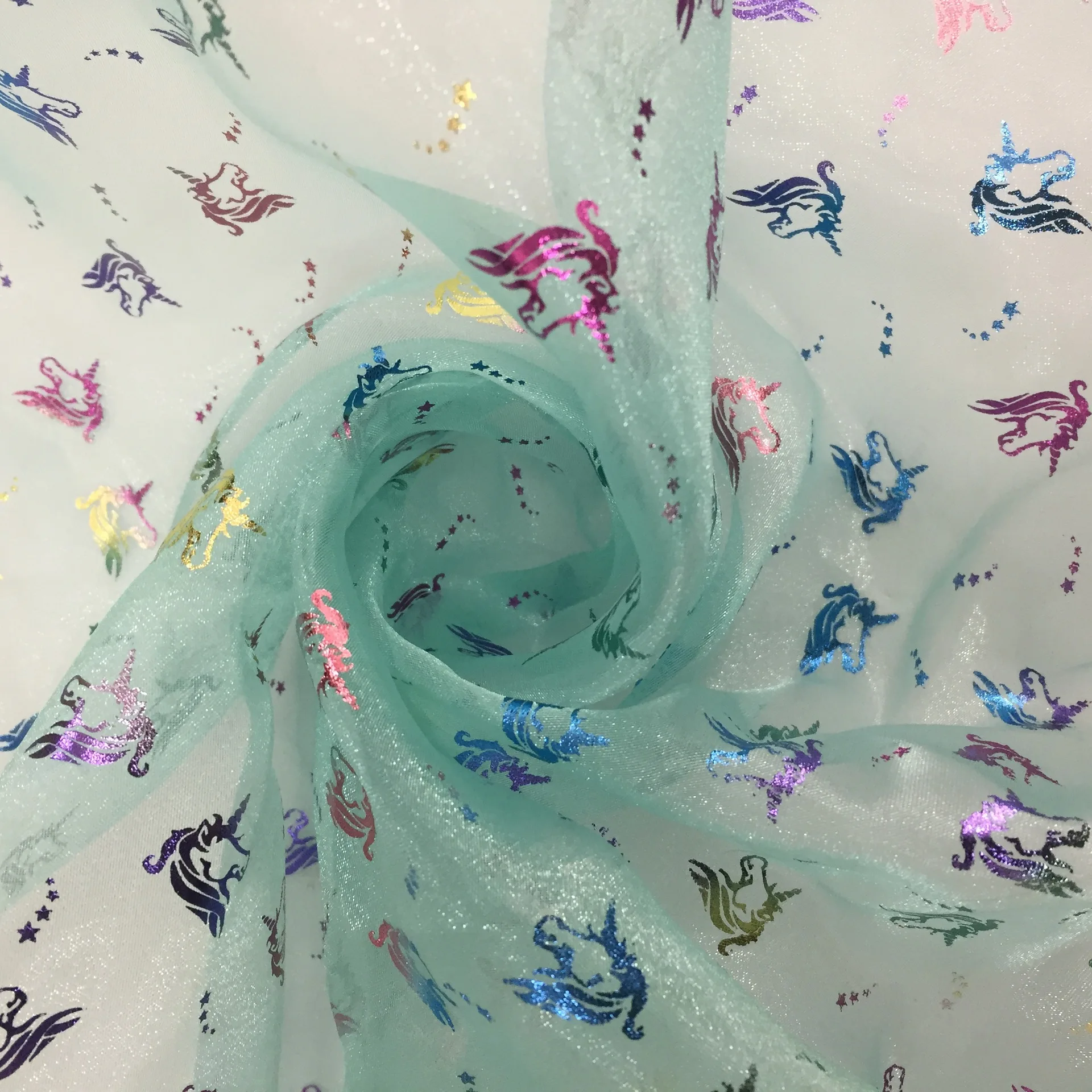 In Stock Multicolored Materials Black Floral Printed Organza Tissue Fabric