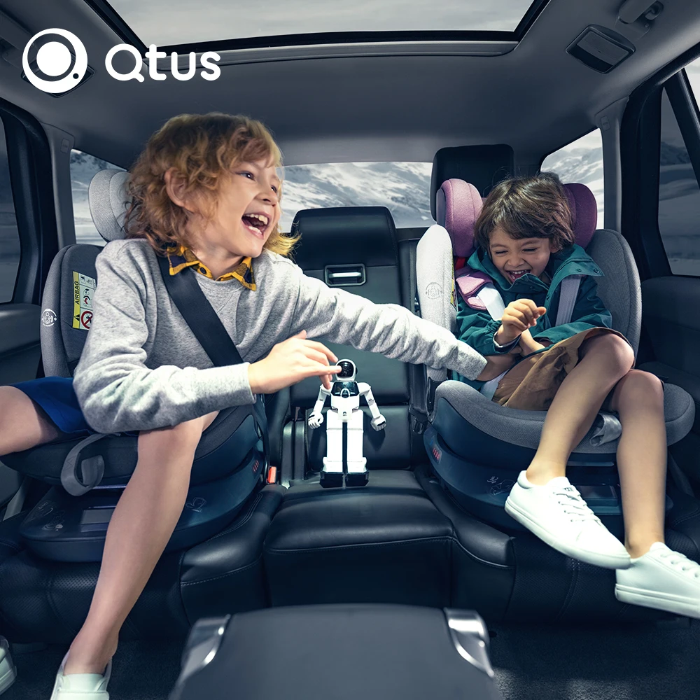 Qtus S2 APOLLO Baby Car Seat - 360 Degree Reversible - Patent Breathable System - All cloth Detachable&Washable  - Grey&Black
