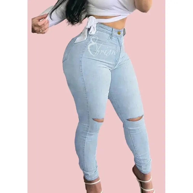 High-rise Hip-lifting Stretch Ripped Jeans Women Custom Jeans Mom Denim Pants Plus Size Colombian Jeans High Waisted