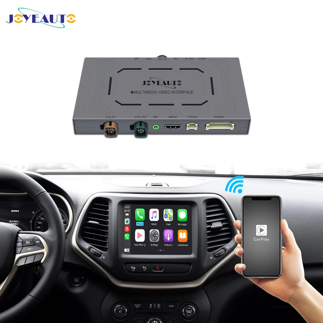 Беспроводной интерфейс JoyeAuto Apple CarPlay для обратной камеры Jeep Compass 2014-2020
