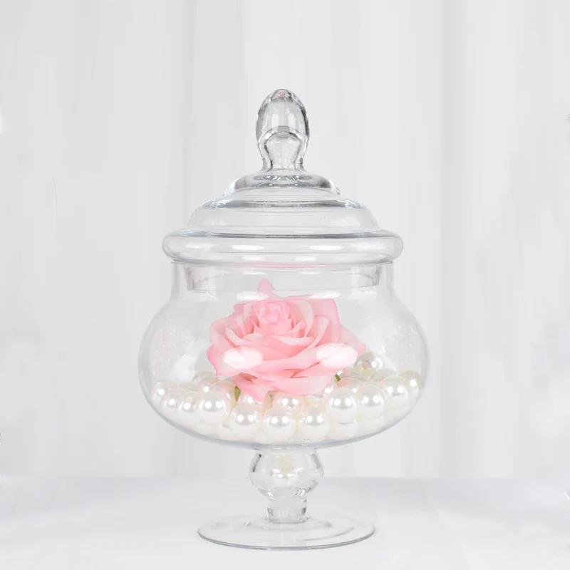 Hot Sale Crystal Candy Glass Storage Jar Bowl Set With Cover Lid For Home Kitchen