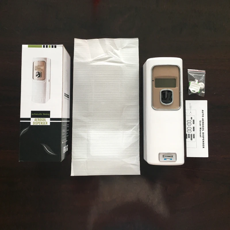 smart automatic aerosol dispenser battery LCD automatic hotel air freshener dispenser 300ml cans spraying fragrance dispenser