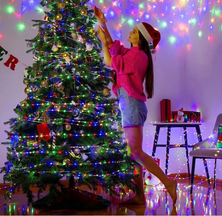 Outdoor Indoor Color LED String Lights with Remote & Bluetooth App Control String Twinkle Starry Light for Xmas Decor