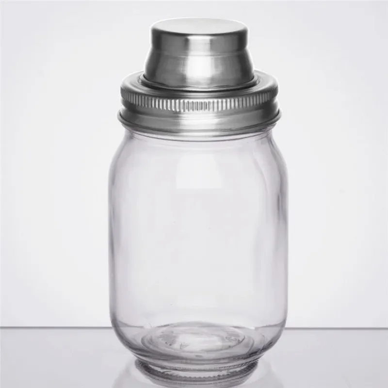 Unique Cheap Mason Jar Transparent Glass cocktail shaker wholesale