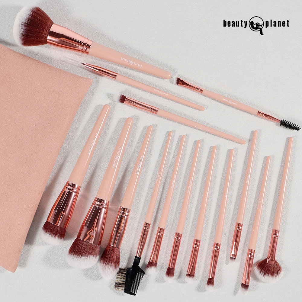 Beauty Planet Private Label 2024 Hot Sales Vegan Makeup Brushes Sets Tools 15 Makeup Brush Set Travel Makeup Brushes