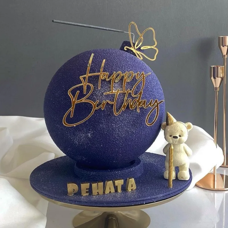 Happy birthday cake side acrylic decorating acrylic butterfly Cake Decoration Cake Topper Suppliers
