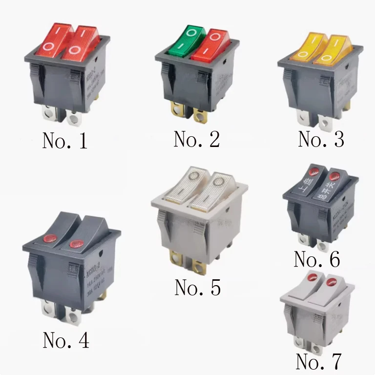 Double Rocker Switch KCD3 KCD8-212N With Light Power Switch 6Pin 4Pin 2-Way