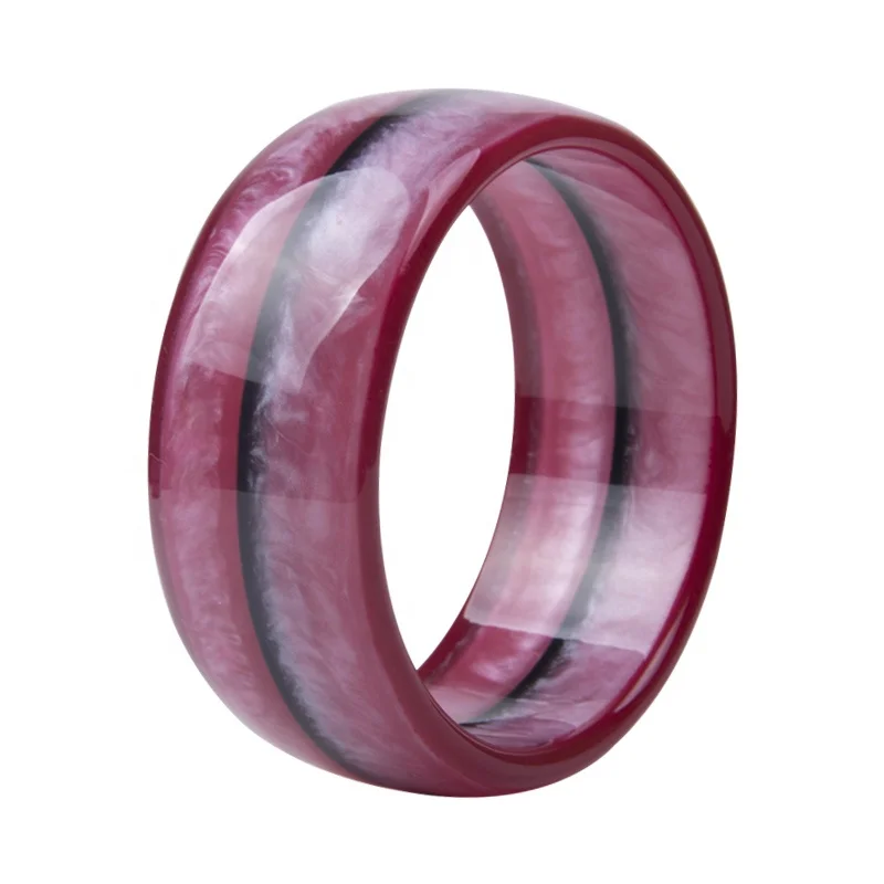 2019 Cheap Price Wholesales Jade Colour Resin Bangle Jewelry Multicolor combination Stripe Wide Bangle Jewelry