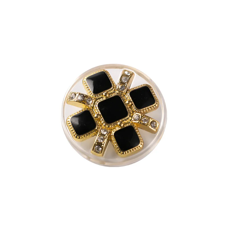 Sewing Round Shiny Rhinestone Resin Metal Shank Buttons For Clothes