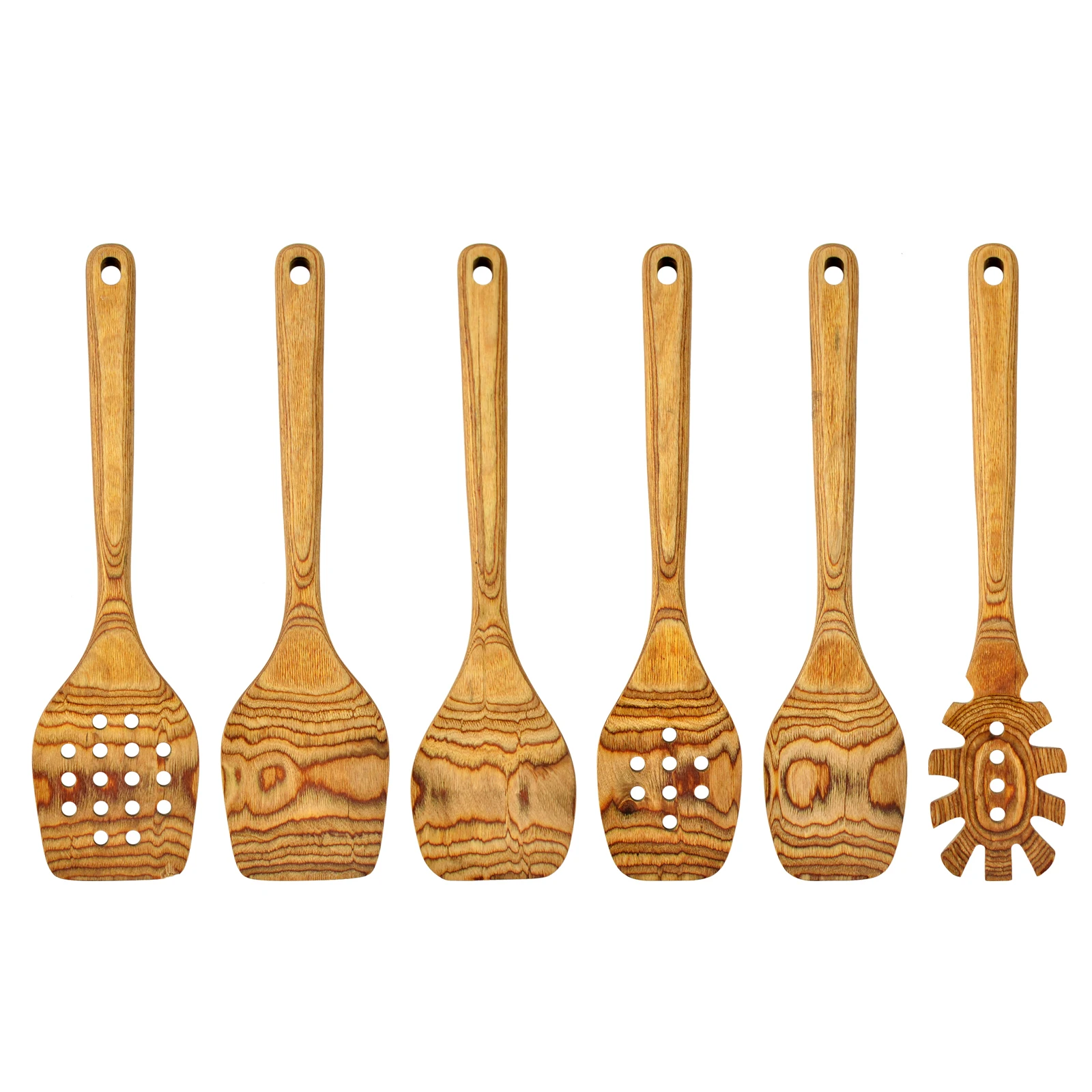 Unique design OEM wooden cooking utensil set wooden spatula and spaghetti spoon