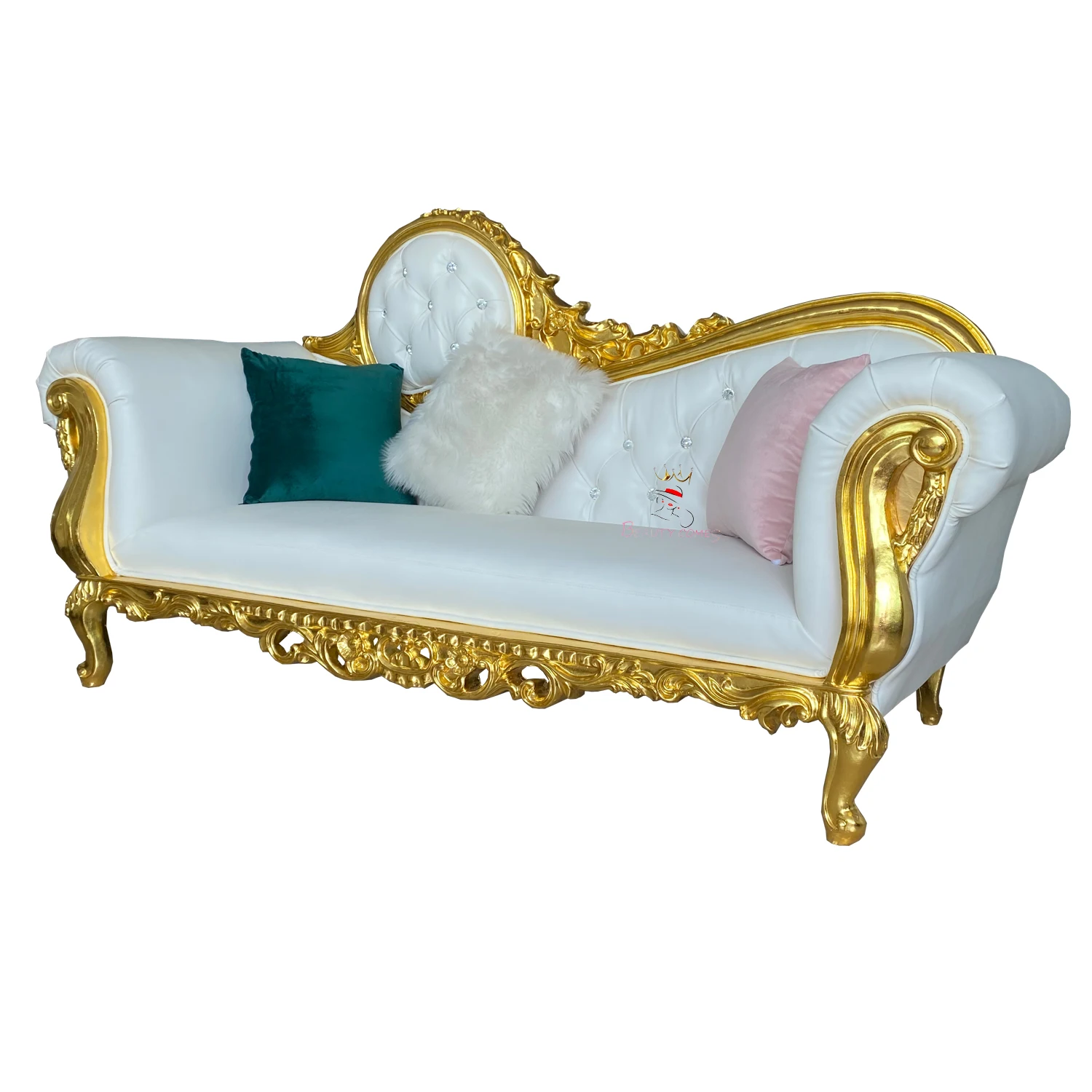Gold with white royal hotel wedding couch sofa