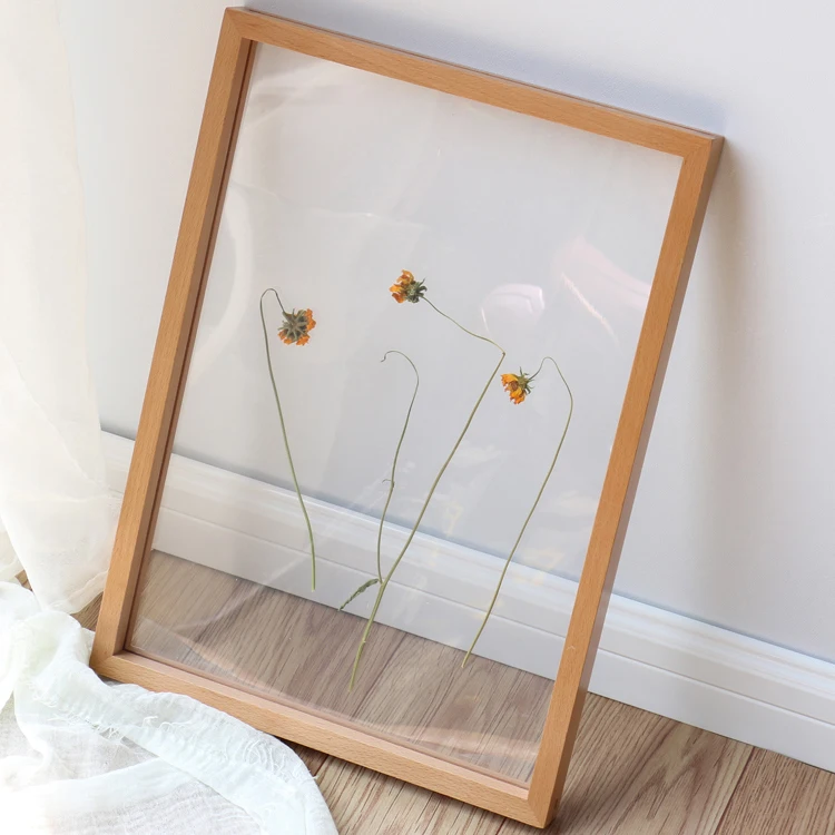 Photo Frame Display Frame Wood Double Sided Glass Vintage Artwork Pressed Flower Iron Safety Packing 1 Color OEM/ODM 50pcs