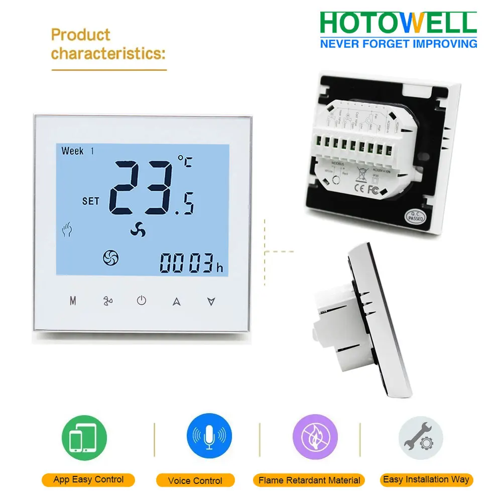  Hotowell HVAC WF01 контроллер вентиляторной катушки Термостат Регулятор температуры цифровой Комнатный умный программируемый термостат с