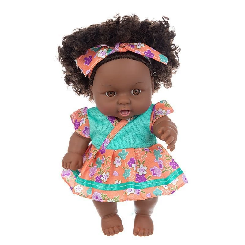 Vinyl Doll Simulation Doll 8-inch 20cm African Girl Baby Black Doll