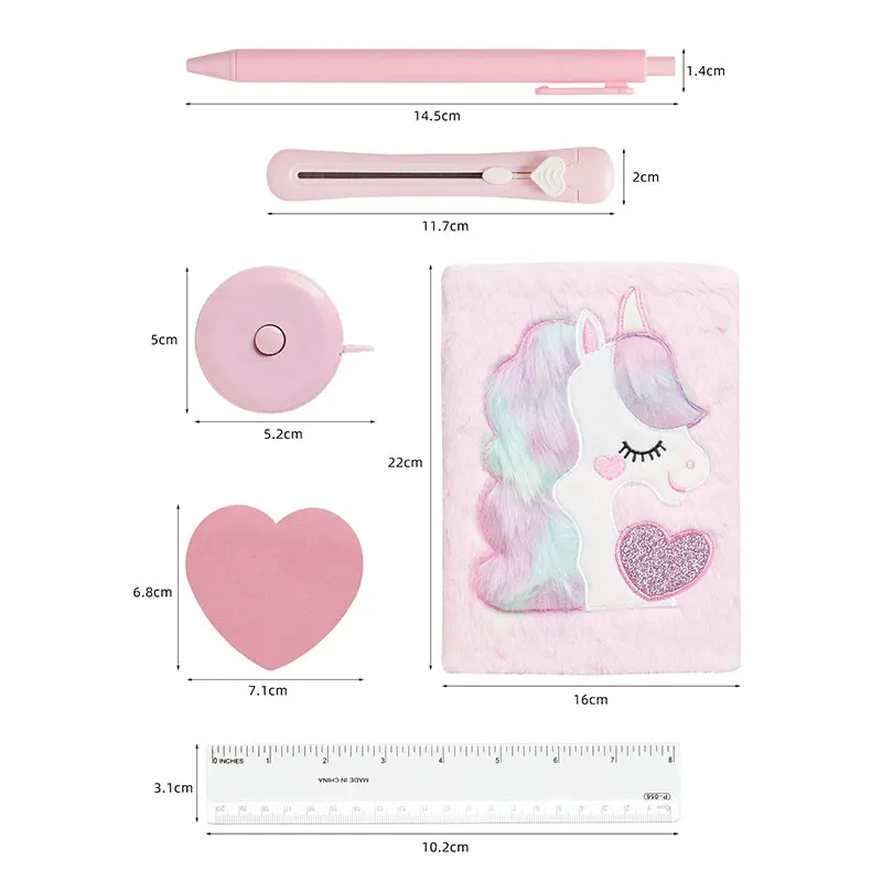 1 note book set, 1 notebook 1 20cm ruler l ballpoint pen l bag,oflove notebook l tape measure l mini utility knife
