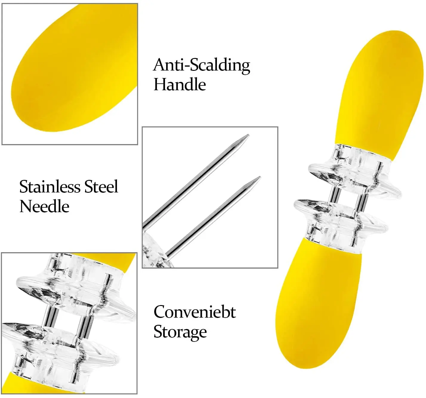 
Round Corn Cob Holders Outdoor Barbecue Tools Plastic Corn Pitch Forks 