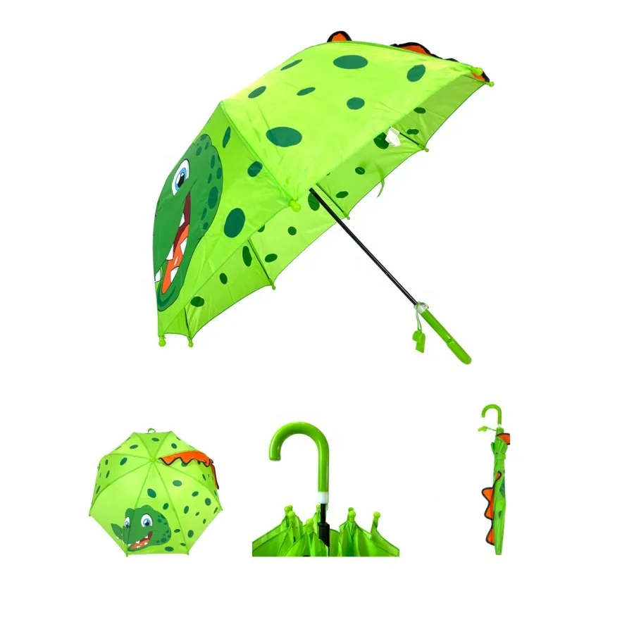 OVIDA 3D Green Dinosaur Kids Umbrella Special Metal Frame Children Umbrella
