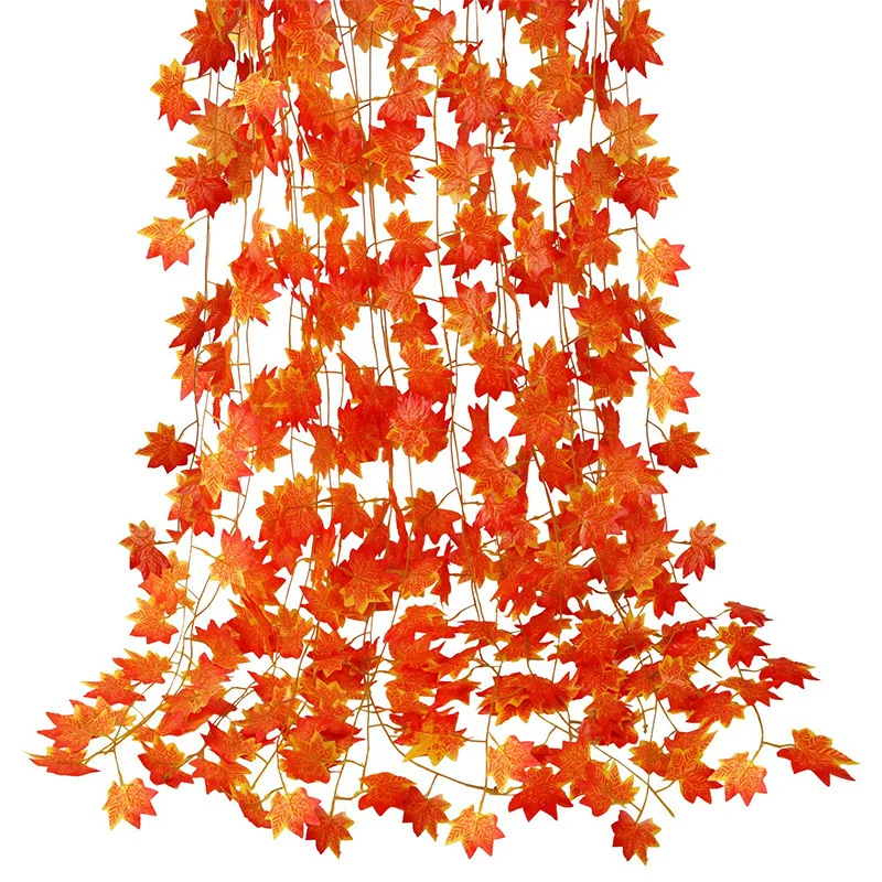 Artificial Flower 12 pcs artificial Autumn Maple rattan Garland artificial hanging vine Thanksgiving family ornamental flower