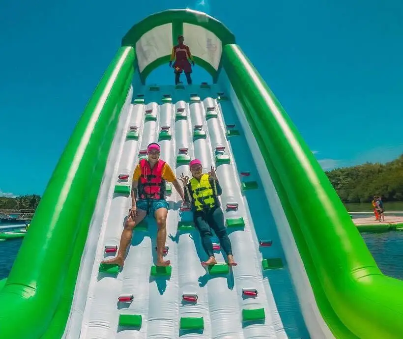 Slide Water Theme Park Game In Philippines / Water Park Slides For Sale Island float inflatable water park