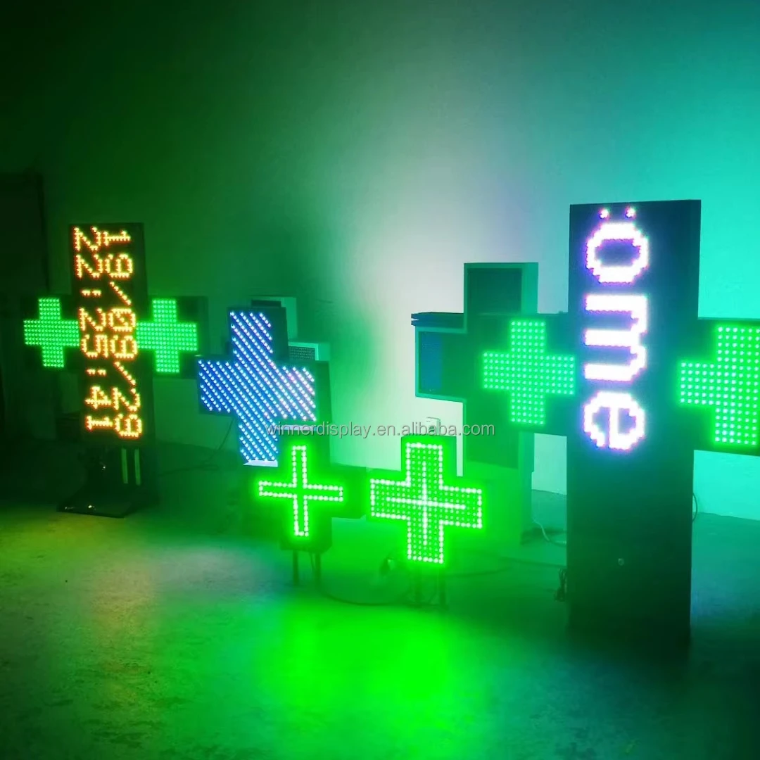 LED Pharmacy Cross Display module P8 P10 Wireless in Double Sides Pharmacy lighting led screen sign pharmacy cross led screen