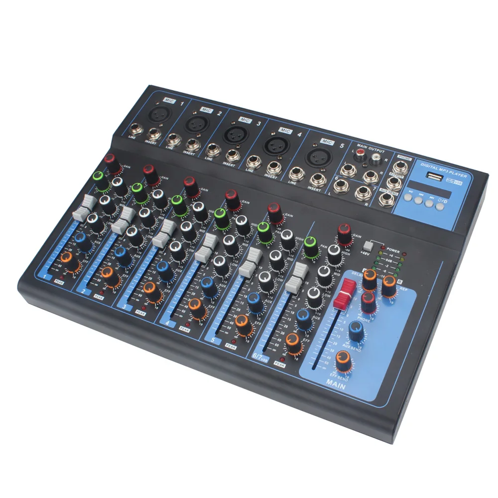 Cheap price sound mixer updated F7 series professional audio mixer console with USB mini dj mixer