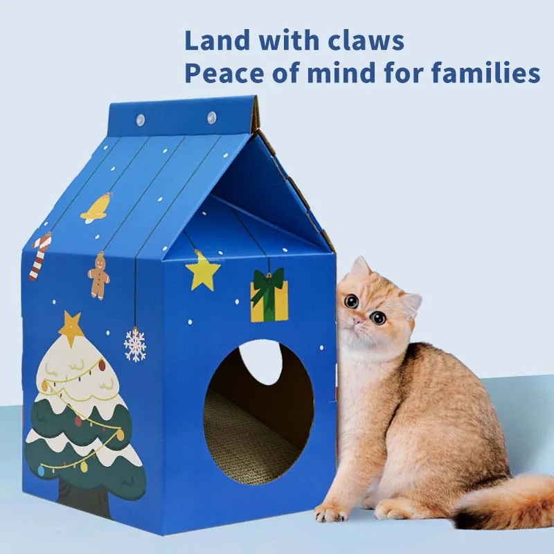 Factory wholesale price support customised interior decoration cardboard milk houses for cats
