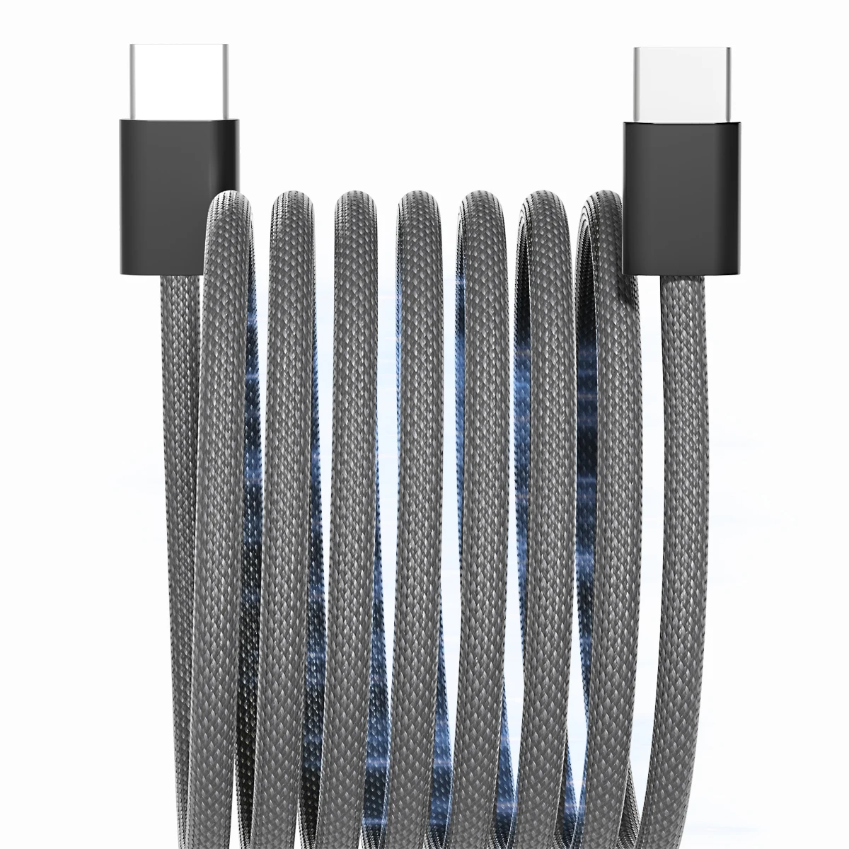 Custom Wholesale 60W Retractable Magnet Charger Cable Phone Date Usb Fast Charging Coiled Magnetic Type C To C Cable for Phone