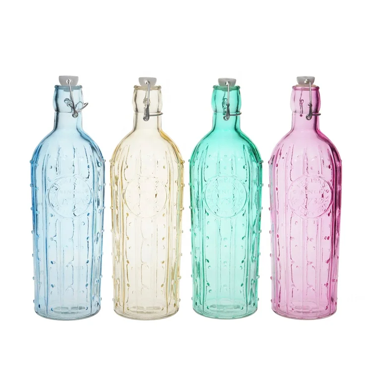 Airtight swing top seal glass bottle for storage juice alcohol