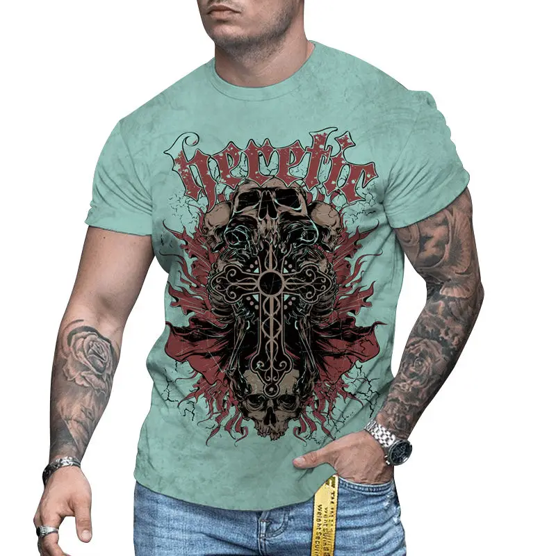 2022 T Shirt Hip Hop 3D Graphic Bodybuild T Shirt Custom Logo Streetwear Men Bulk Blank T-shirts