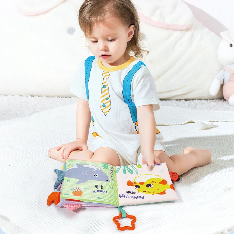 SEEJOYOU Custom Crinkle Cloth Books Soft Animal-Shaped Learning Toys for Babies Educational Cloth Book