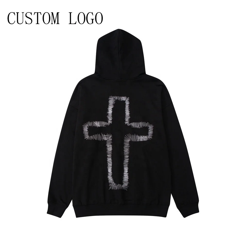 Wholesale Manufacturers Custom Logo Embroidery 100% Cotton Oversized Mens Hooded Hoodies Sweatshirts For Men