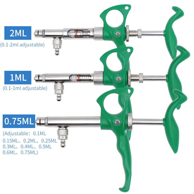 0.75ml 1ml 2ml Glass Vaccine Continuous Syringe Metal Pigs Cattle And Sheep Vaccine Injection Veterinary Adjustable Syringe