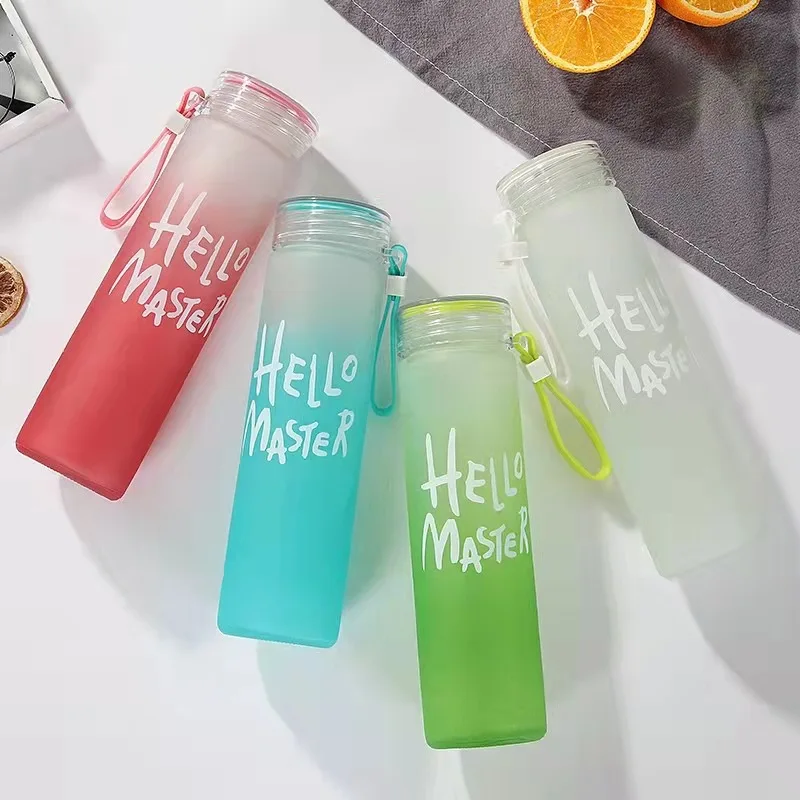 Pastoral 0.5L плоская с ремешком мешочек Pyrex стеклянный силиконовый рукав дешевая прозрачная бутылка для воды