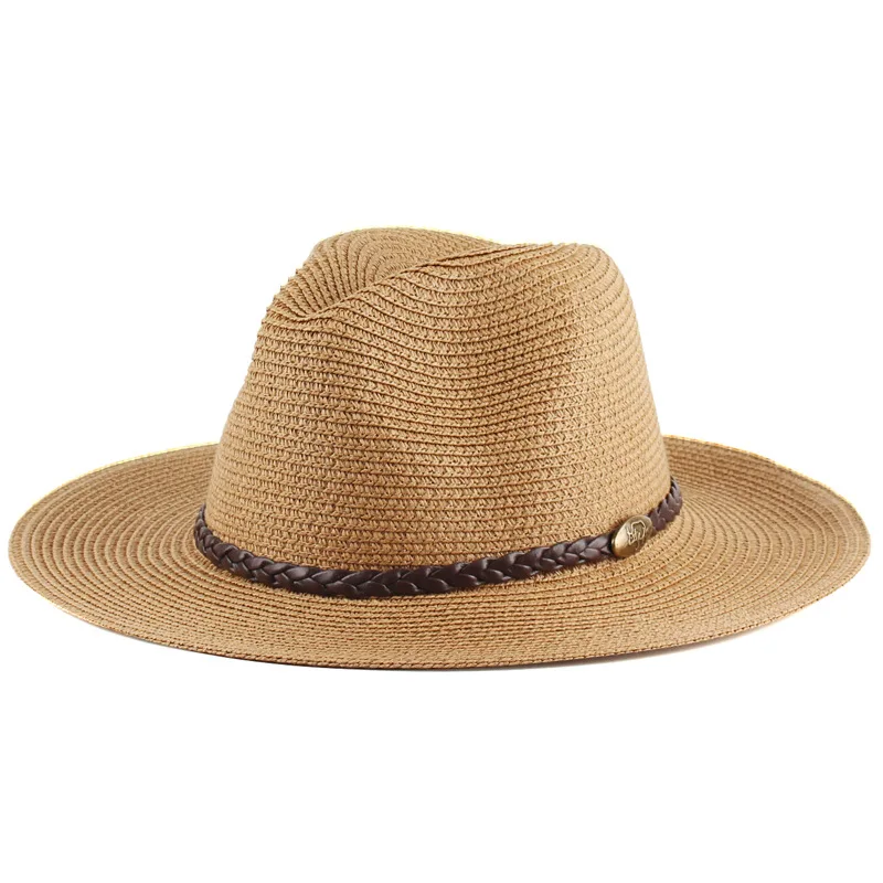 Custom British Gentleman Foldable Packable Shade Sun Leisure Straw Small Top Hat With Wide Brim For Summer Beach Outdoor
