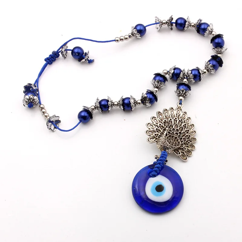 Kingcome Turkish Blue Eyes Glass Pendant Car Pendant Decoration Good Luck Evil Eye Peacock Dooe Window Wall Hanging