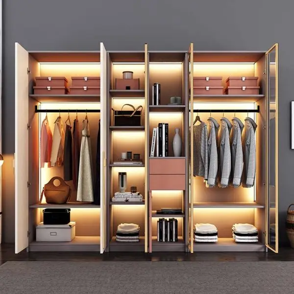 Hot Selling Functional Durable Almirah Sliding Door Stainless Steel Wardrobe