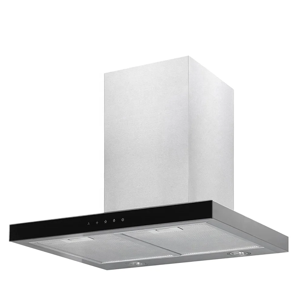 SlimLine Elite T-Shape Kitchen Chimney Hood Sleek Modern Design Aluminum Housing Glass Material US Plug for Hotels