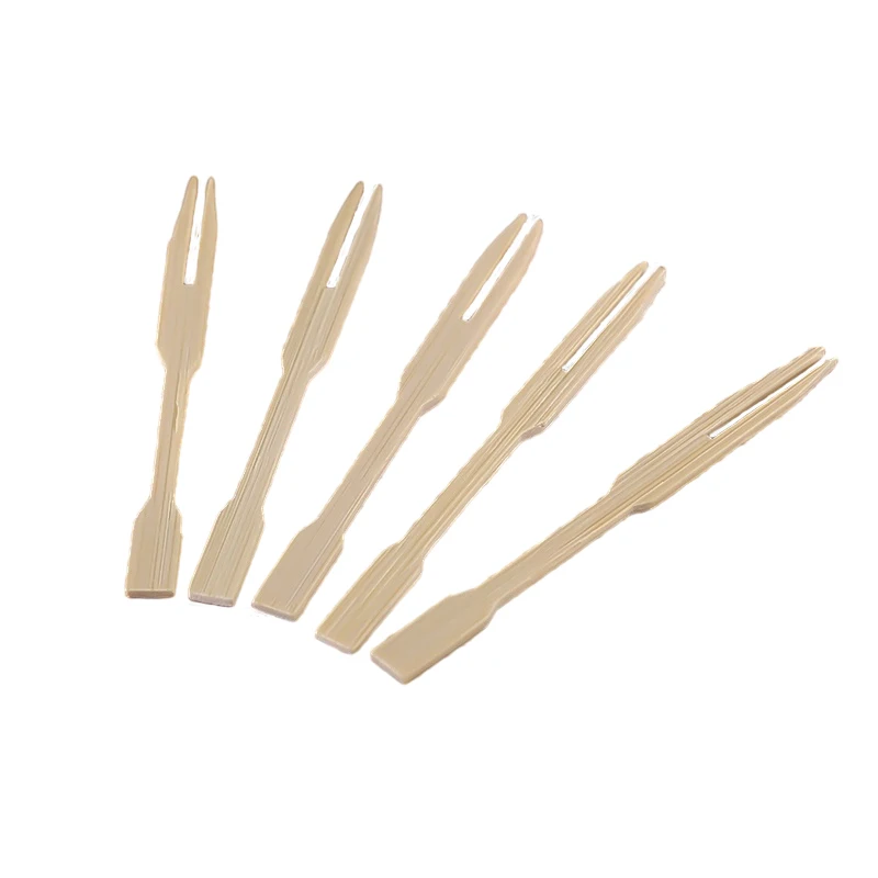 High Quality Bamboo Wooden Fruit Fork Disposable Food Picks Forks