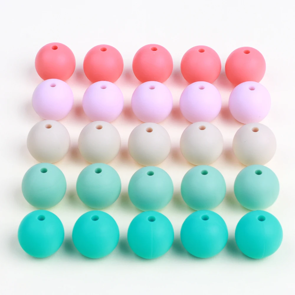 Wholesale Baby Silicone Teething Beads Toy Food Grade Infant Pacifier Soft Silicone Beads 15mm Silicone Beads
