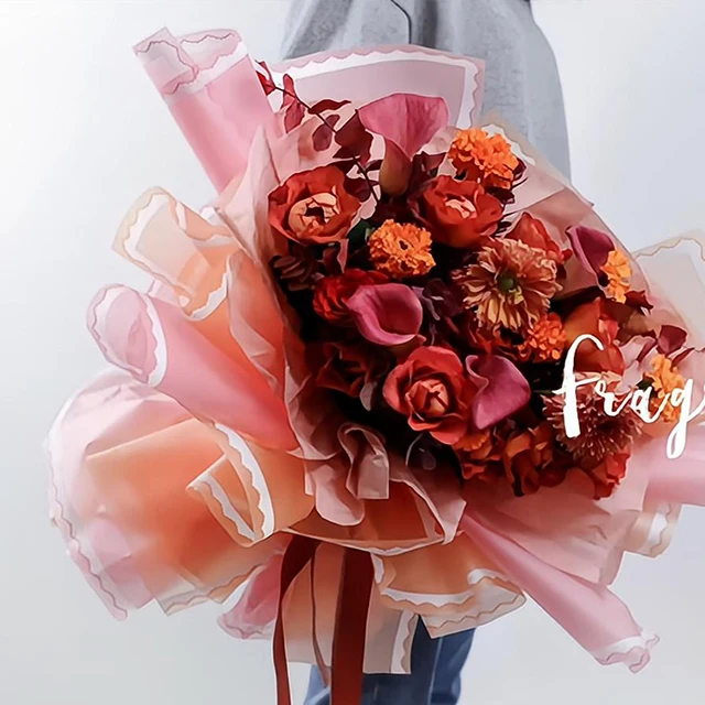 gift floral roll tissue paper sheets wrap packing custom waterproof luxury korean style flowers wrapping paper packaging