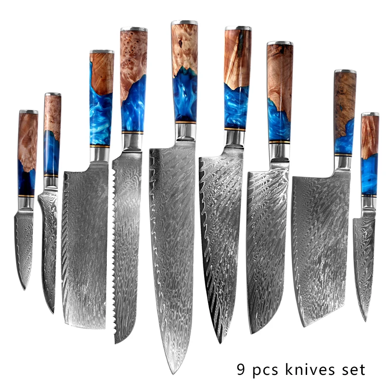 Damascus Custom 8 inch Cuchillo Damasco Chef Knife Stainless Steel Japanese Messer Set Knife Kit